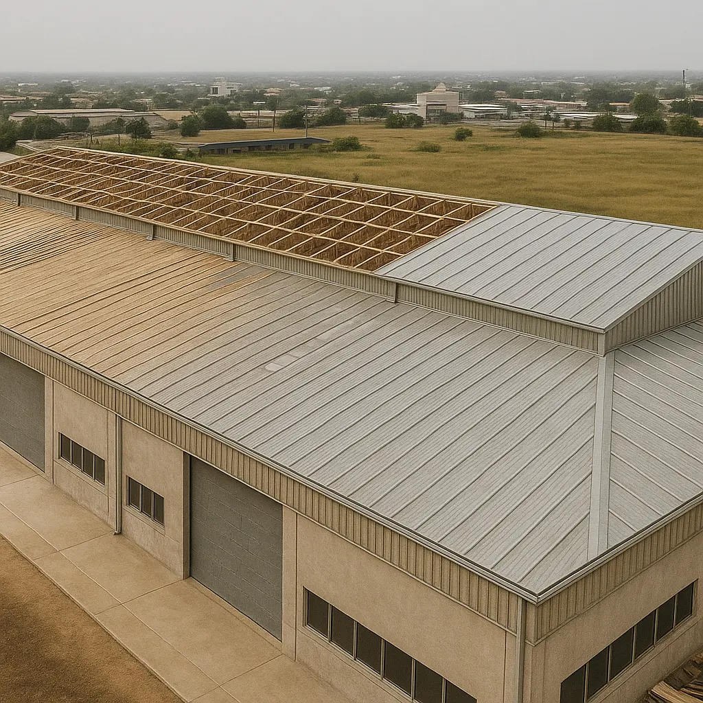 Before: factory roof showing deteriorated condition before aluminum upgrade